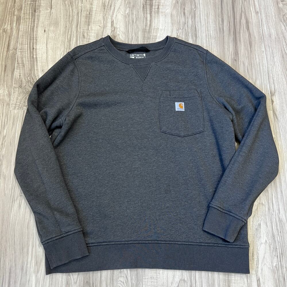Carhartt Relaxed Fit Gray Pullover Crewneck Sweatshirt Size Boys Large 12-14